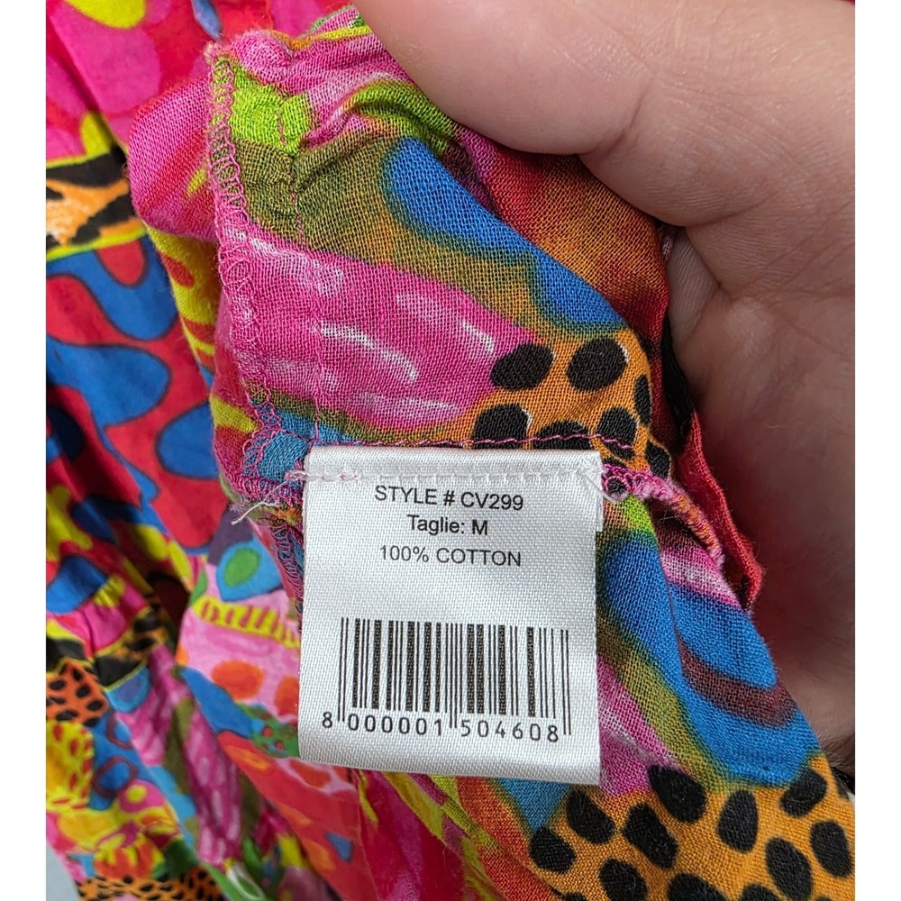 Antica Sartoria Girls Dress M Pink Red Multicolor Beaded Boho Pom Pom Italian - Picture 6 of 8